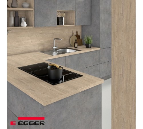 Заказать Столешница для кухни Egger 3000х600x38мм с торцевыми планками. Цвет - Дуб Шпрее серо-бежевый в магазине TheBigHouse.ru