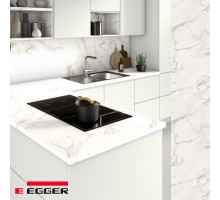 Столешница для кухни Egger 3000х600x38мм с торцевыми планками. Цвет - Мрамор Кристалл