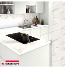 Столешница для кухни Egger 3000х600x38мм с торцевыми планками. Цвет - Мрамор Кристалл