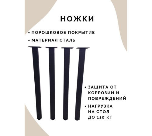 Заказать Стол обеденный нераскладной стол кухонный БРЕМЕН 1000х900х750 ножки металлические черные 50х25мм цвет Дуб сонома в магазине TheBigHouse.ru