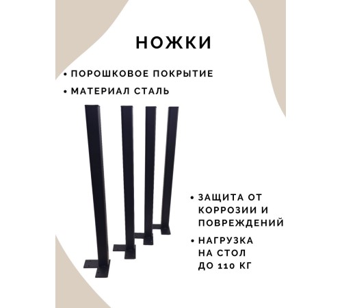 Купить Стол обеденный нераскладной стол кухонный ПАНТЕРА 800х600х750 ножки металлические черные 50х50мм цвет Дуб сонома в магазине TheBigHouse.ru